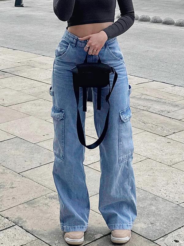 Multiple Pockets Cargo Jeans Product Image