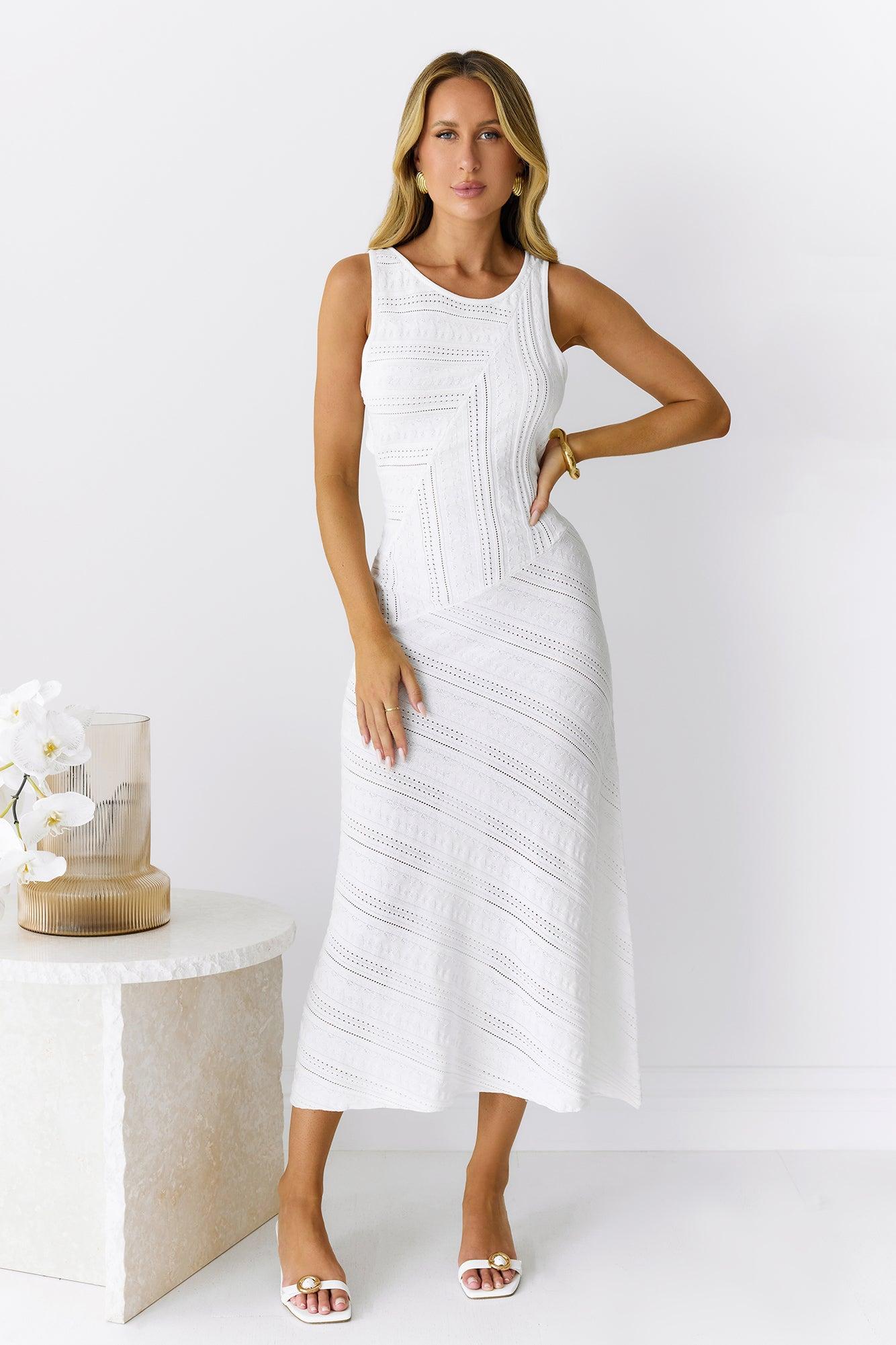 Island Of Moonflowers Midi Dress White Product Image