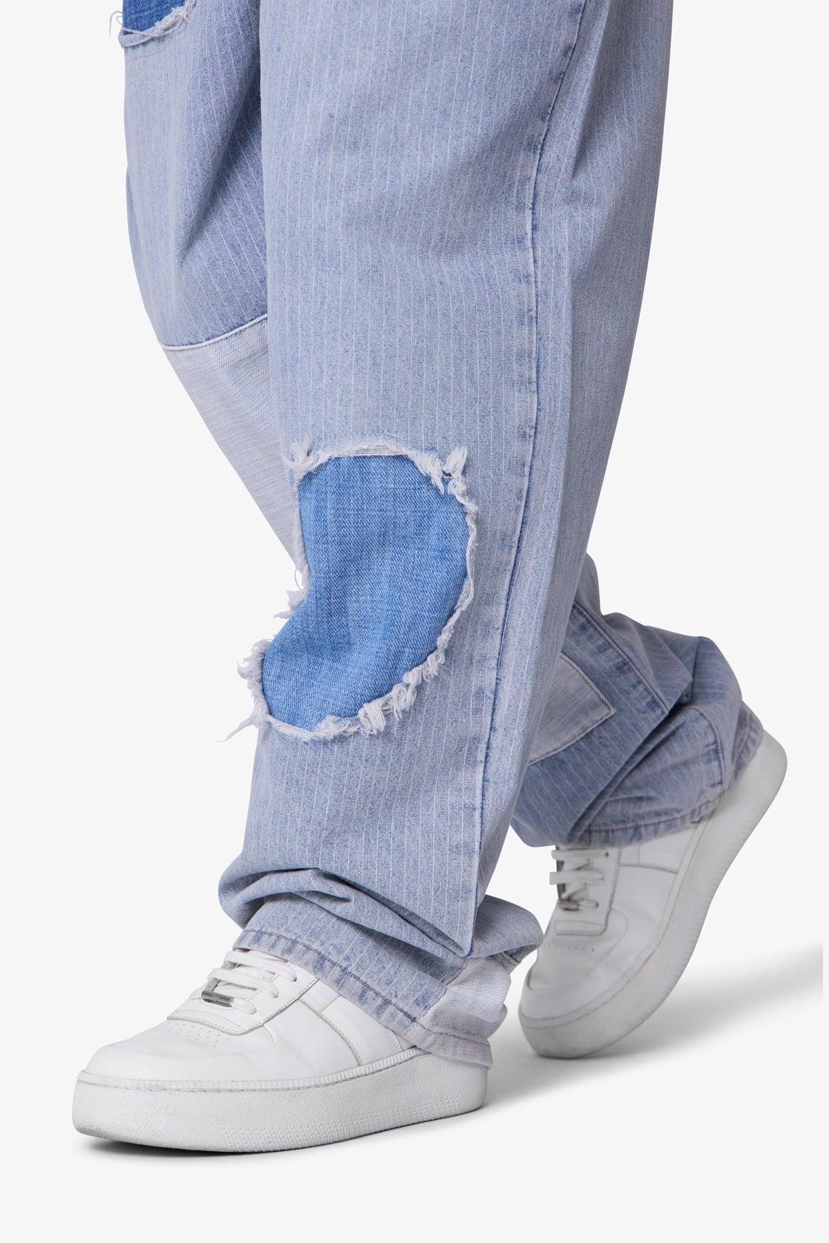 Ultra Baggy Patched Up Denim - Light Blue Product Image