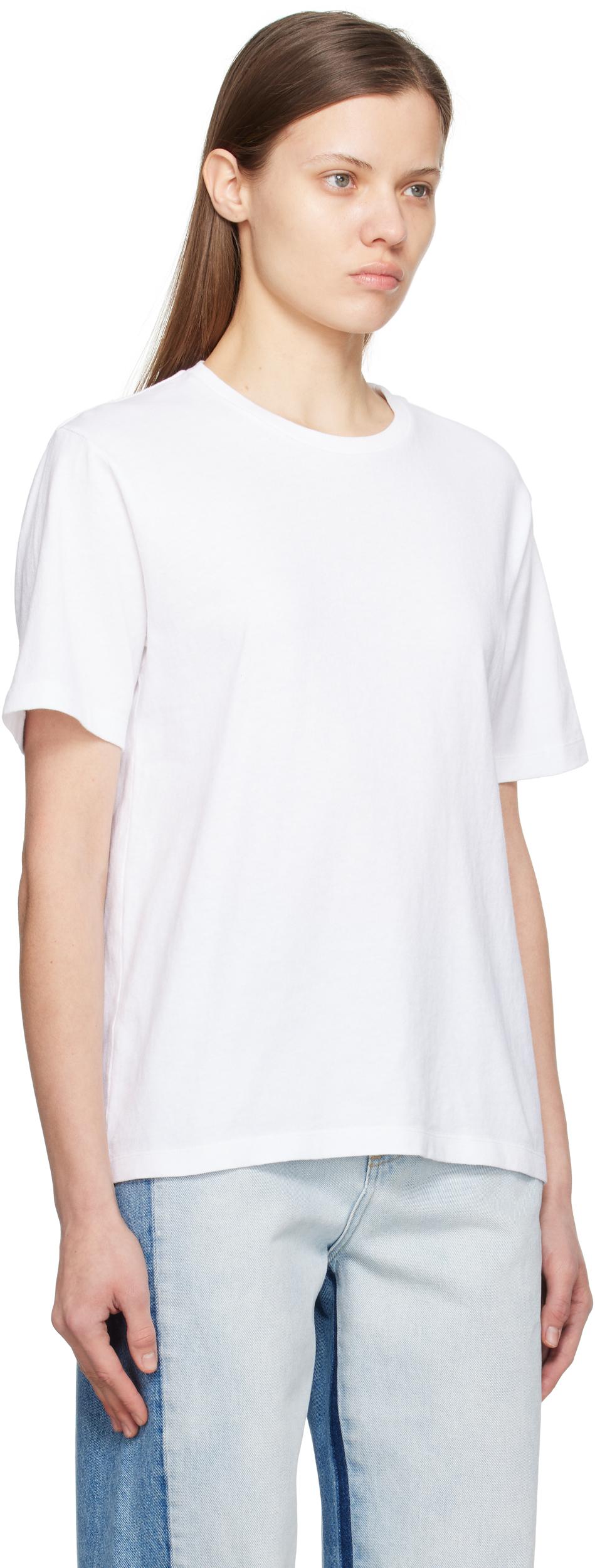 KHAITE Womens White Mae Brand-patch Cotton-jersey T-shirt In Cream Product Image