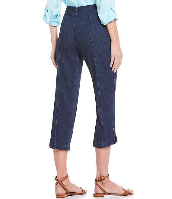 Intro Pull-On Curved Hem Elastic Waist Mid Rise Capri Pants Product Image