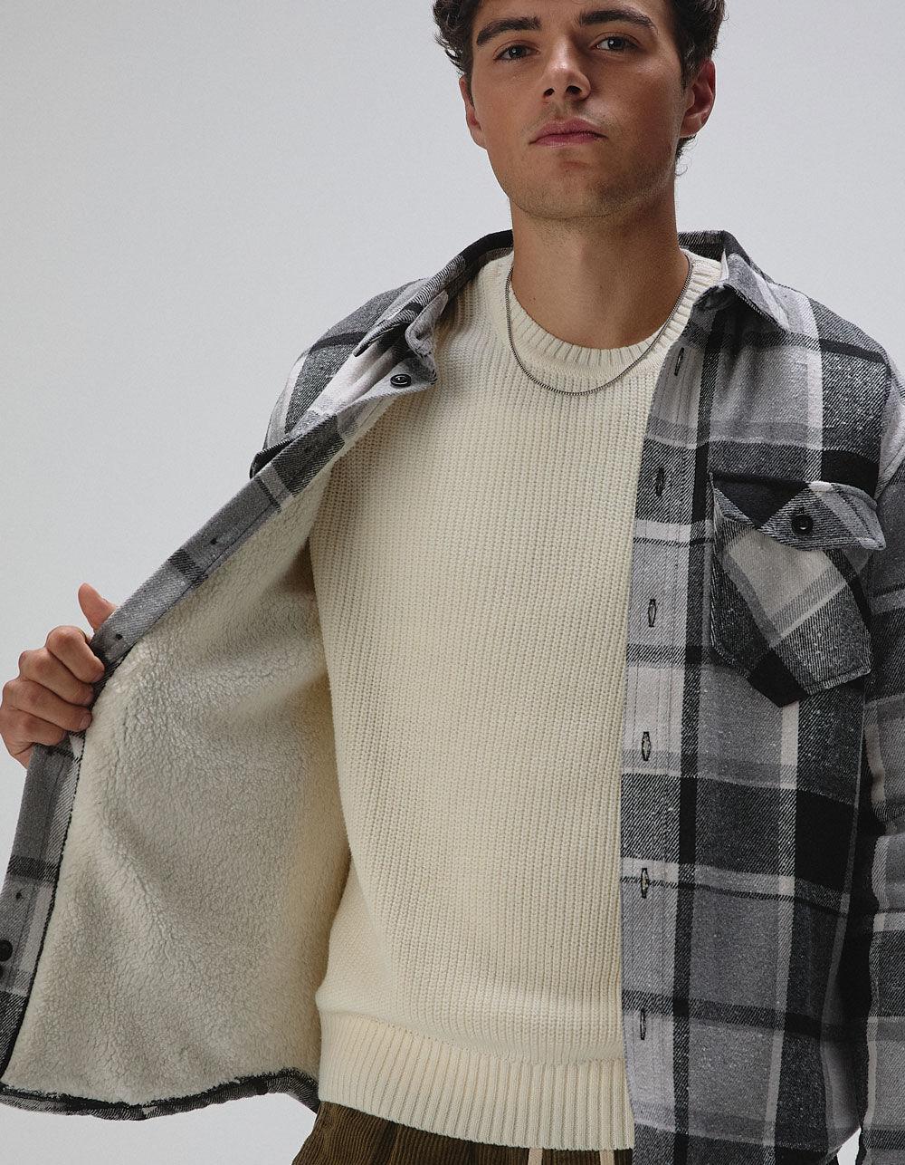 RSQ Mens Plaid Sherpa Jacket - TAN Product Image