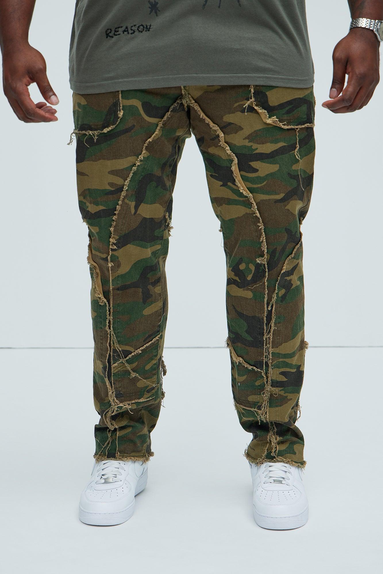 Speak Up Frayed Straight Pants - Camouflage Product Image