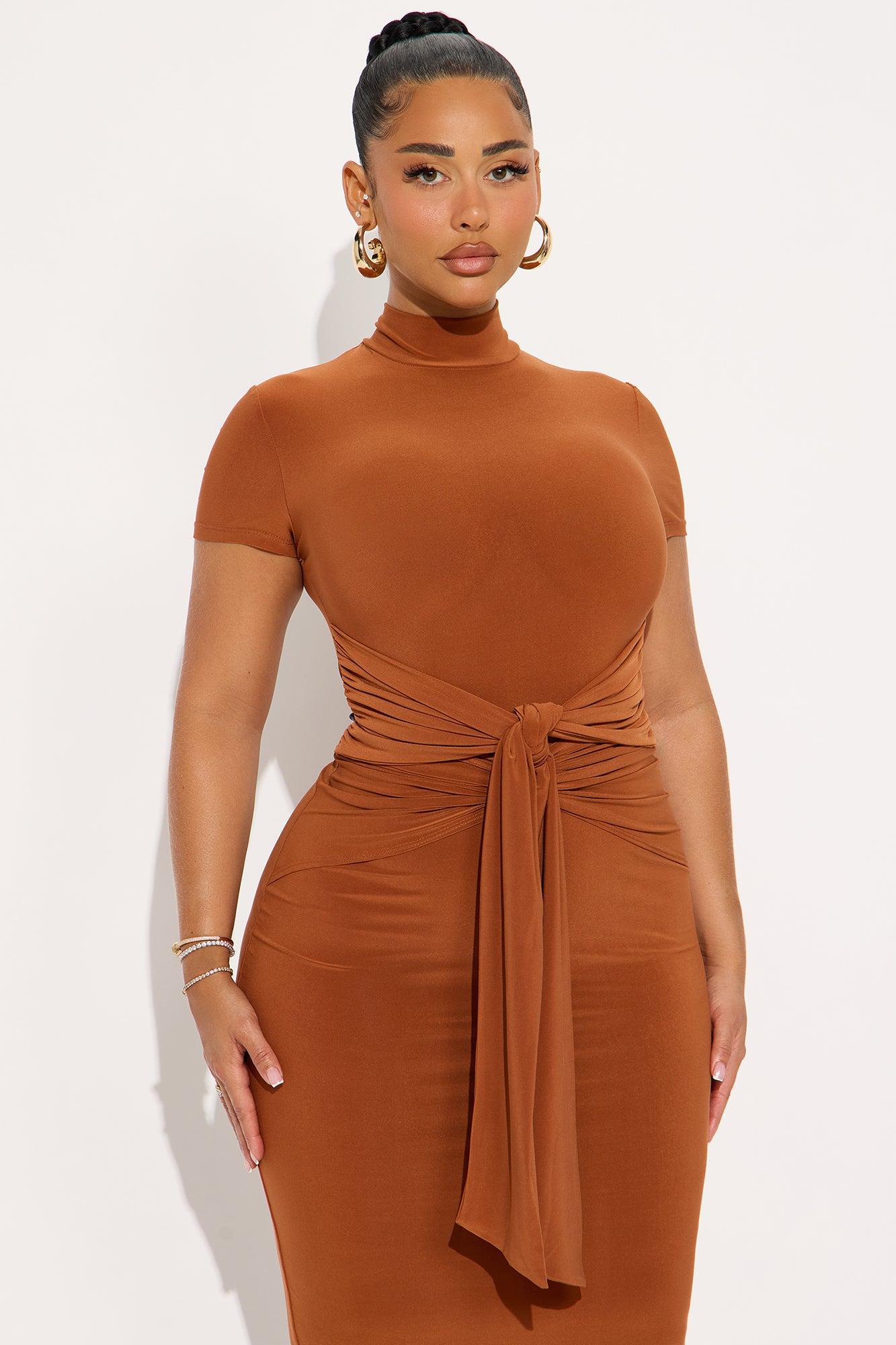 Playful Kiss Midi Dress - Rust Female Product Image