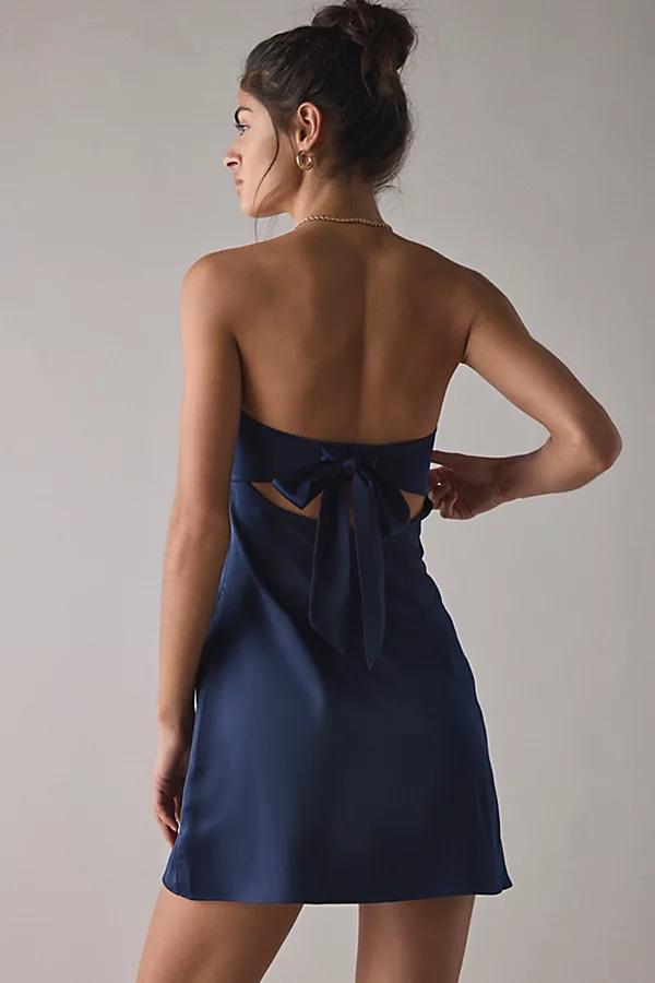 Urban Outfitters UO Mira Strapless Tie-Back Bow Satin Slip Mini Dress Womens at Urban Outfitters Product Image