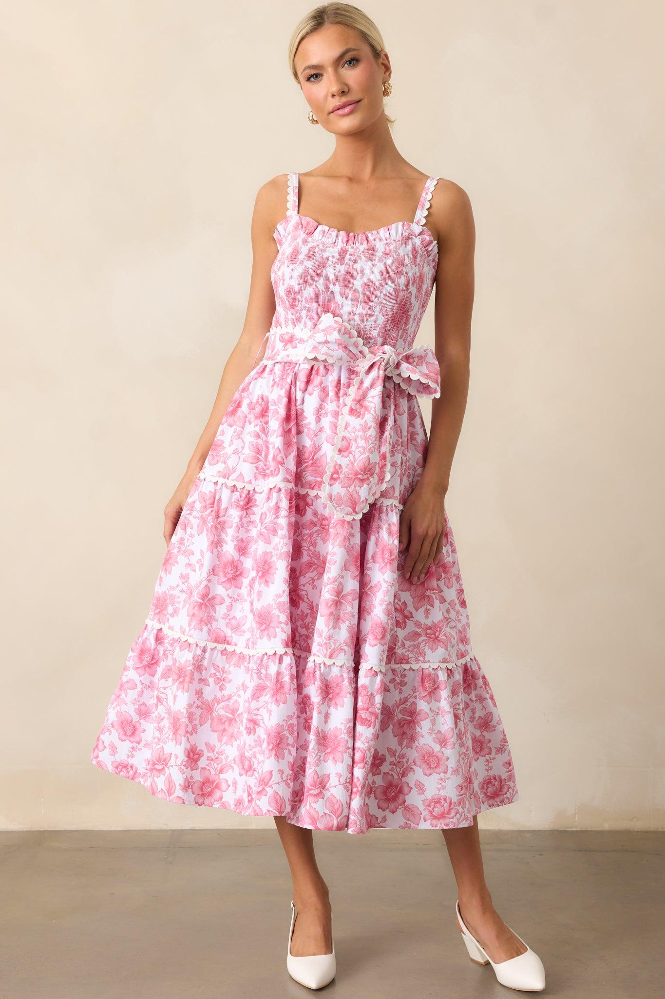 Darcy La France Dianthus Pink Floral Cotton Maxi Dress Product Image