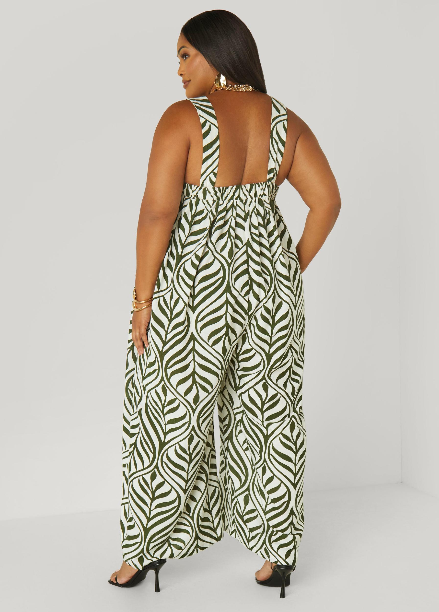 Leaf Print Wide Leg Jumpsuit Product Image