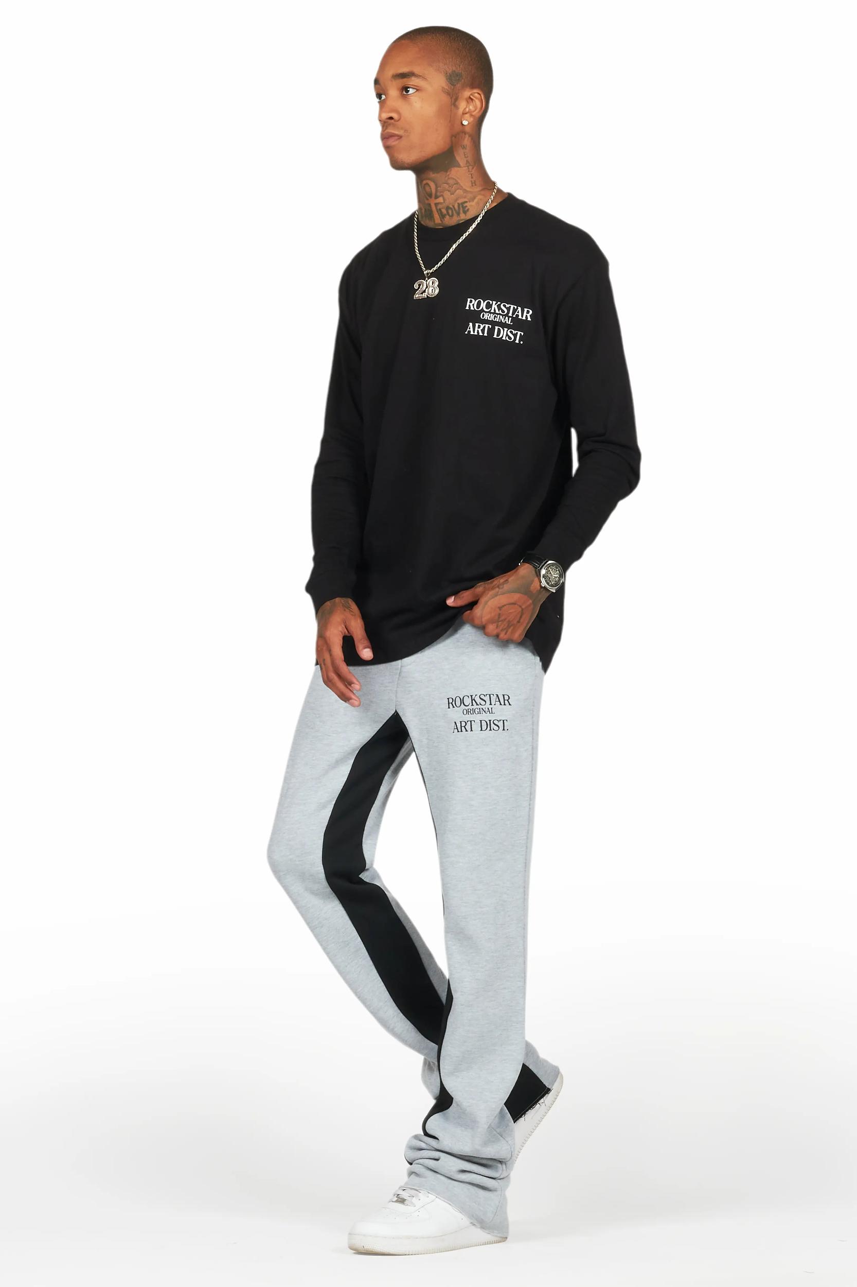 Briggs Black/Grey Long Sleeve T-Shirt/Baggy Pant Set Male Product Image