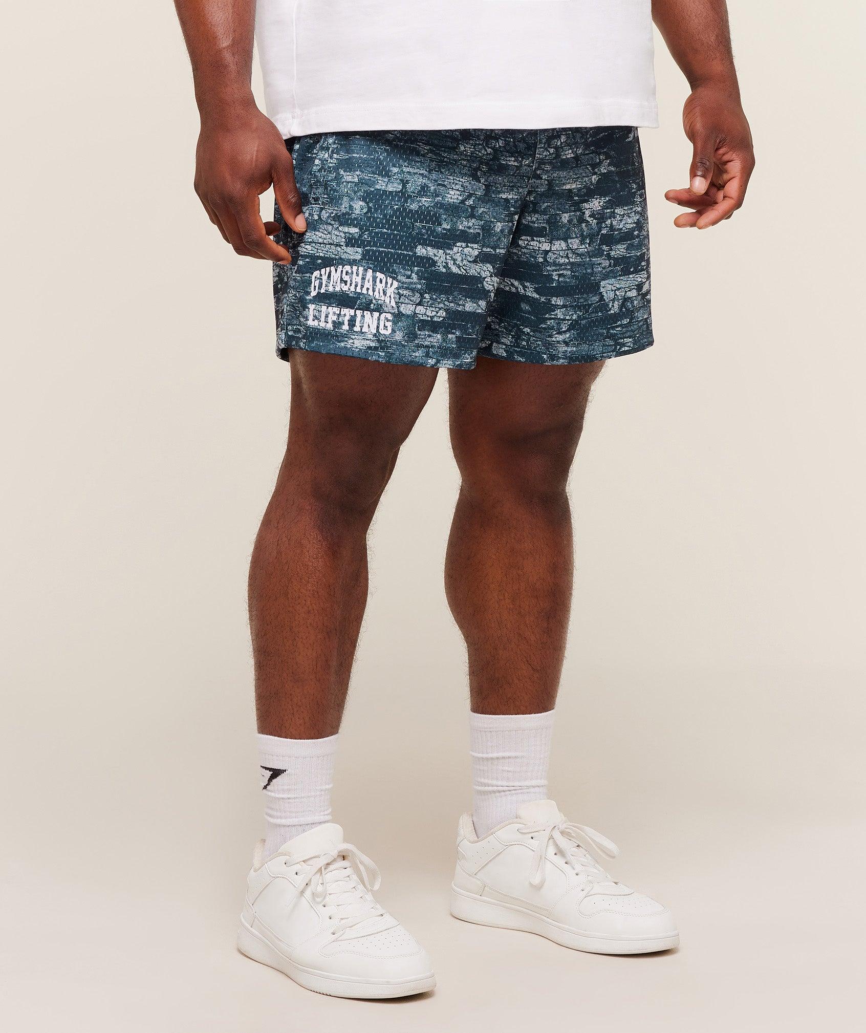 Gymshark Lifting Mesh 5" Shorts - Smoke Blue Male Product Image