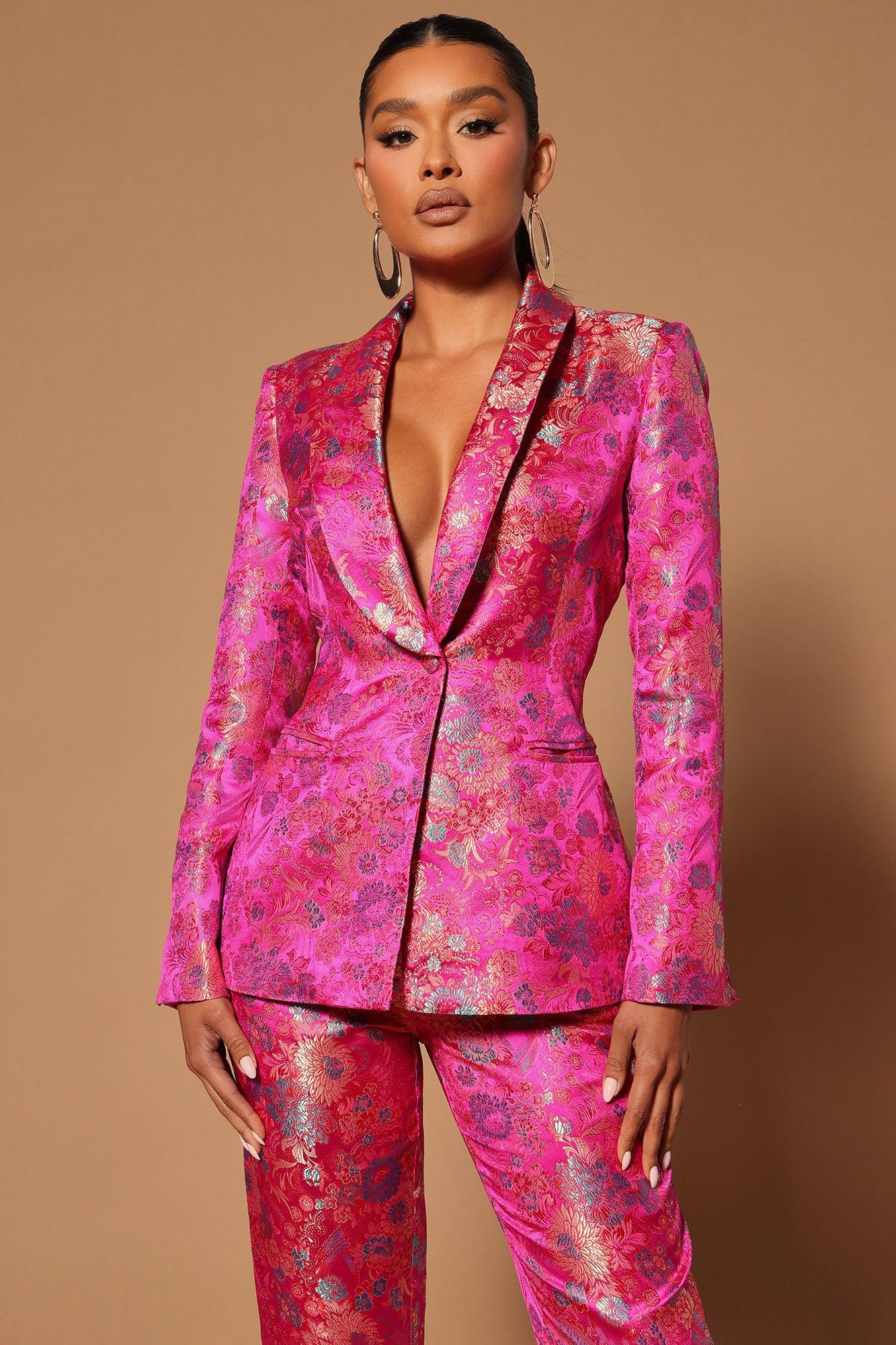 Pretty In Pink Embroidered Suit Set - Fuchsia Product Image