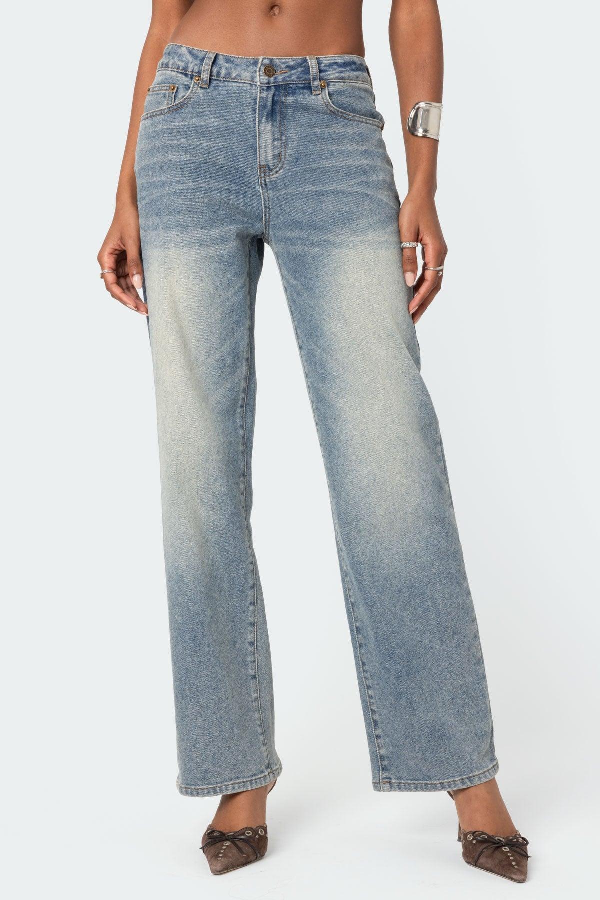 Amia Mid Rise Straight Leg Jeans Product Image