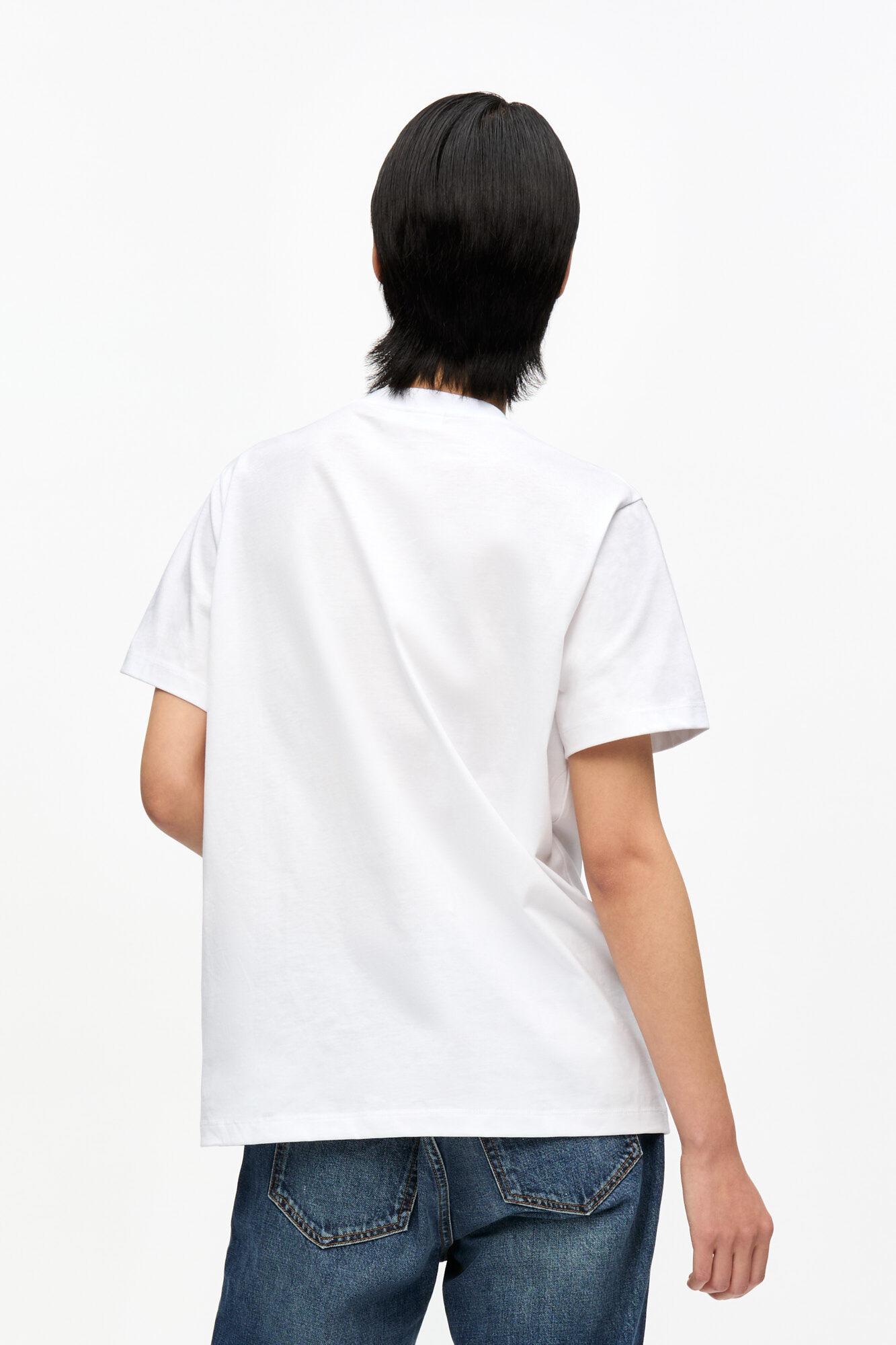 White Basic Cotton Jersey Teddy Relaxed T-shirt Product Image