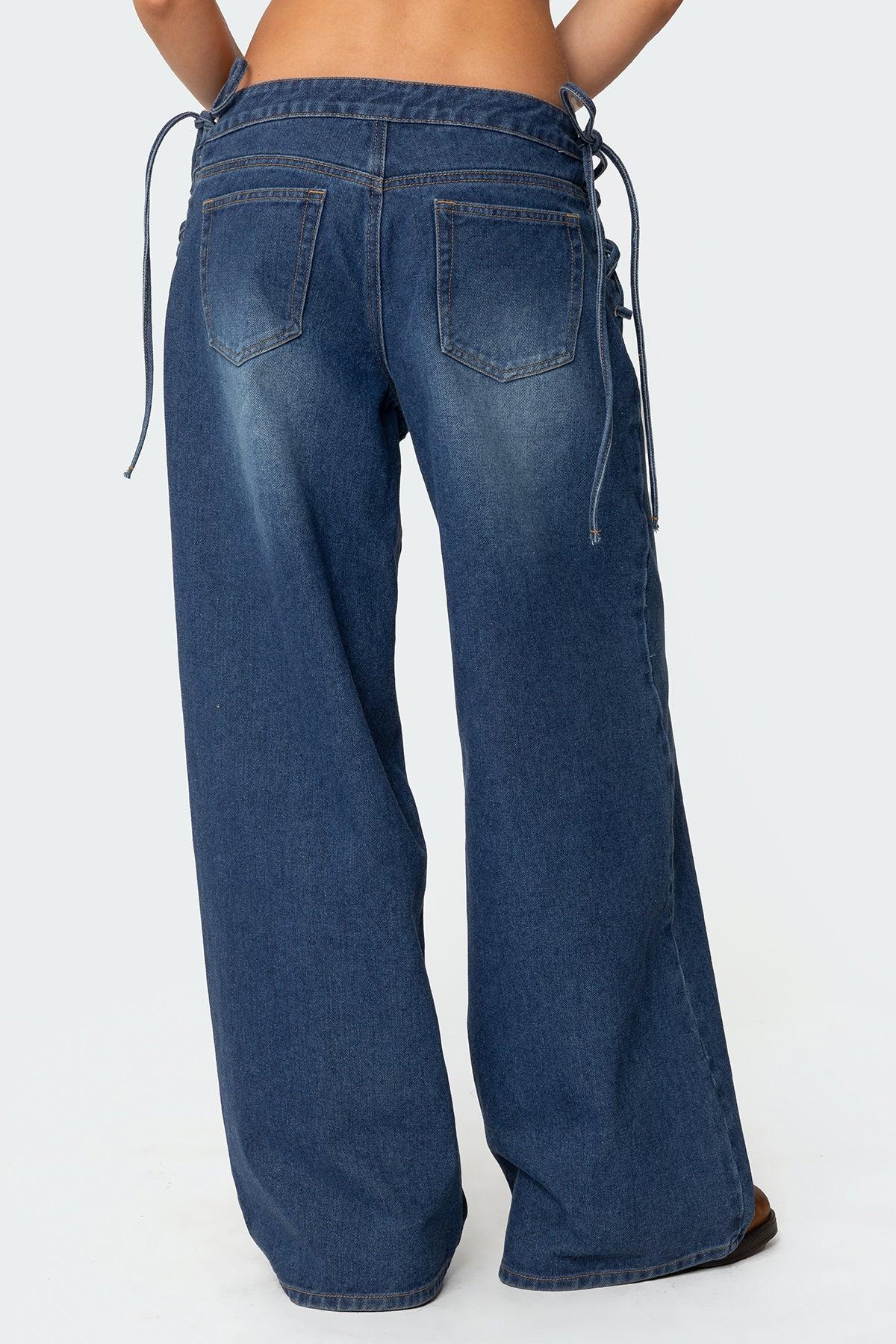 Katt Lace Up Low Rise Baggy Jeans Product Image