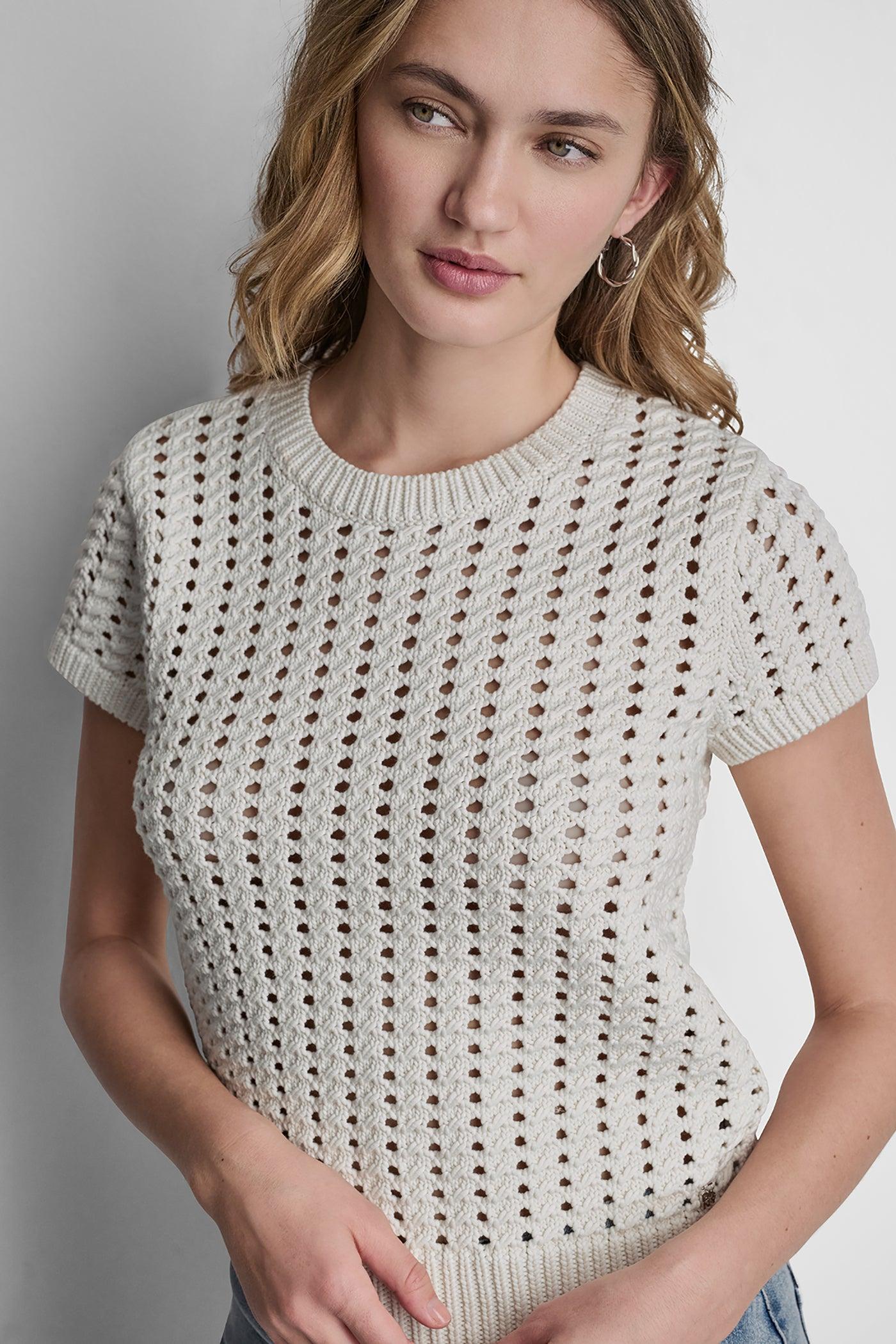 CHUNKY POINTELLE SHORT SLEEVE SWEATER Product Image
