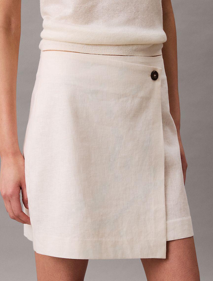 Linen Cotton Blend Asymmetrical Skirt Product Image