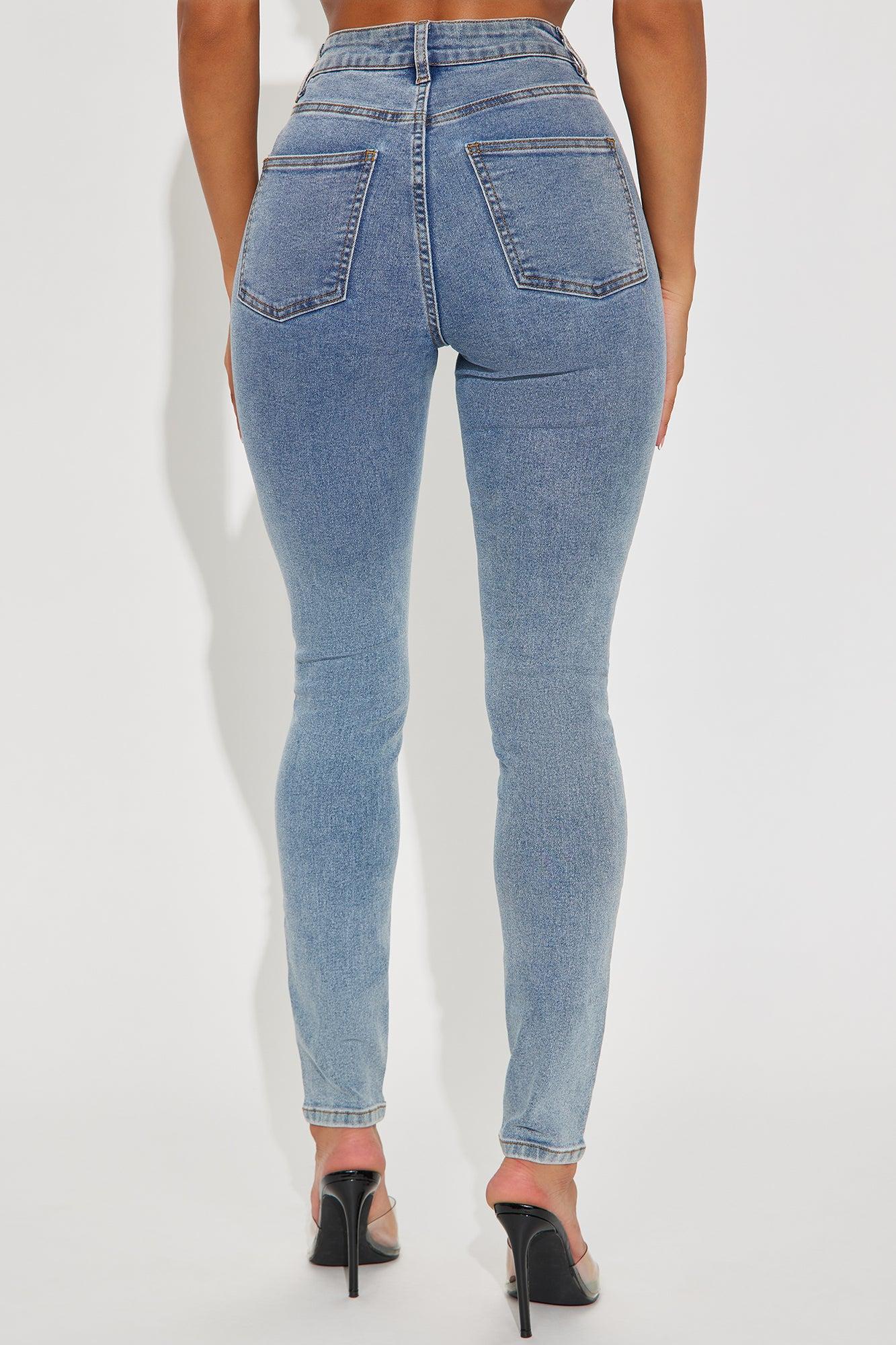 Spotted In Town Animal Print Skinny Jeans - Medium Wash Female Product Image