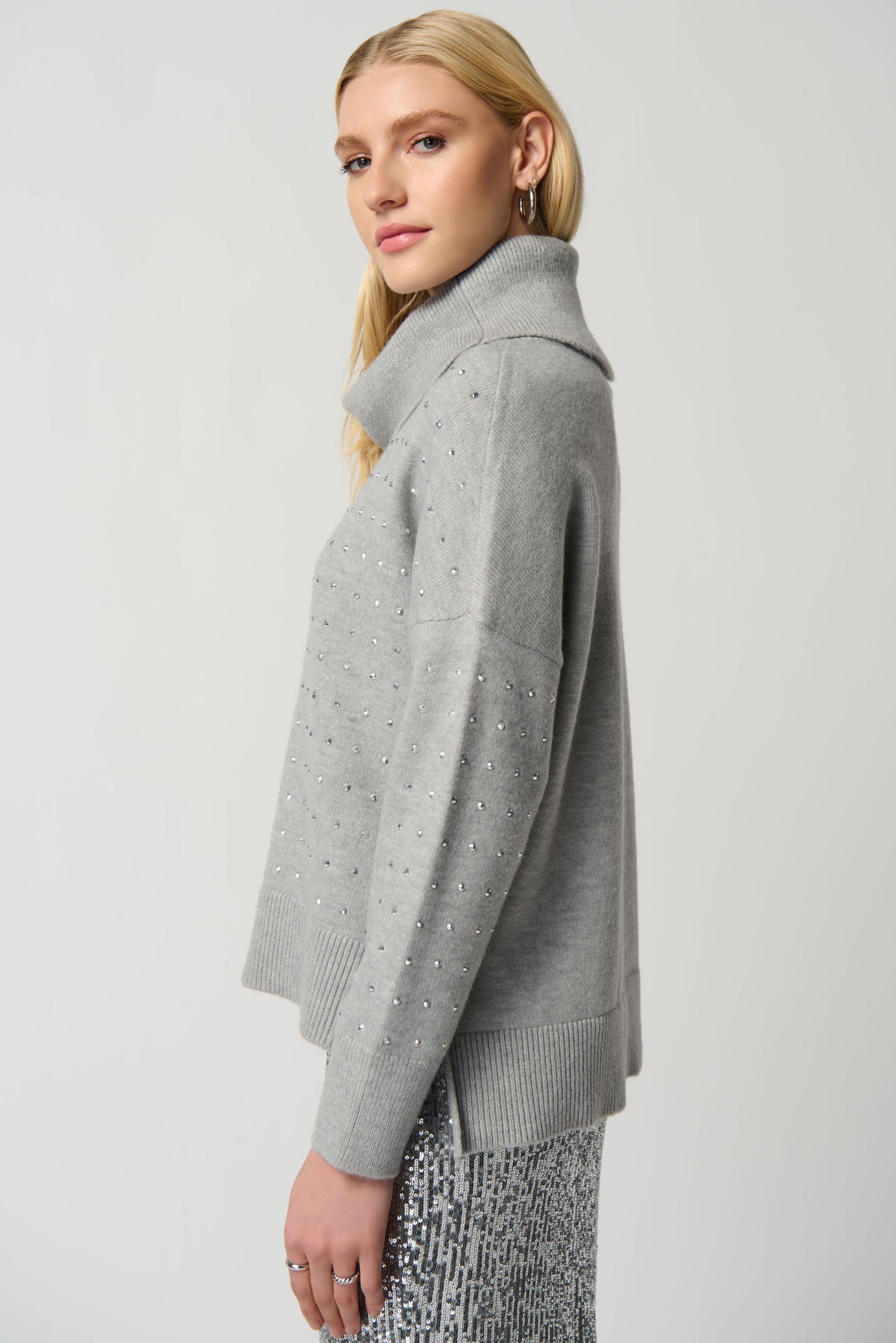 Cowl Neck Sweater- Light Grey Product Image