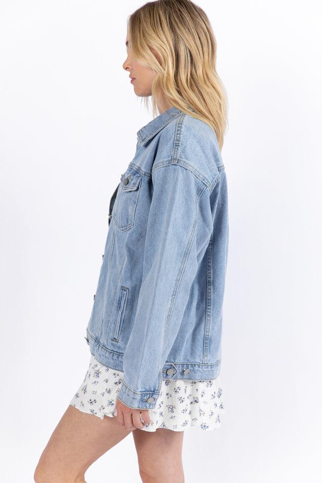 Let's Try It Light Wash Boyfriend Denim Jacket FINAL SALE Product Image