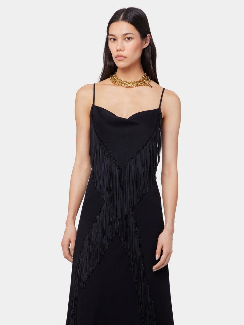 BLACK LONG DRESS IN CREPE Product Image
