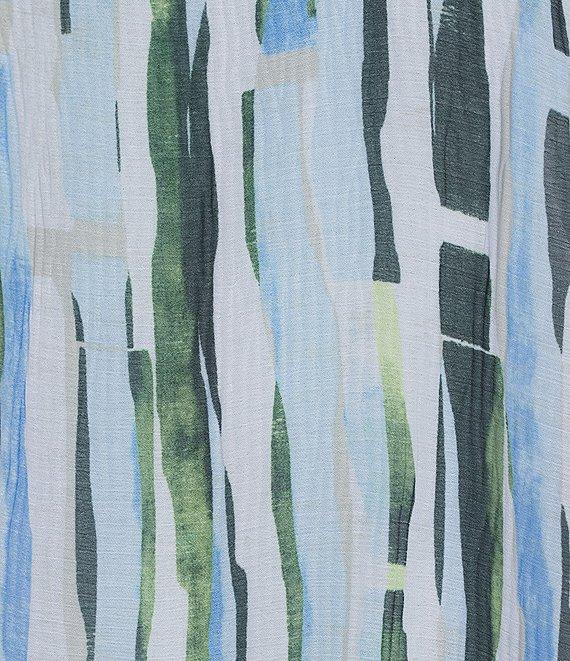 Calvin Klein Printed Novelty Textured Ruffle Mock Neck Sleeveless Top Product Image