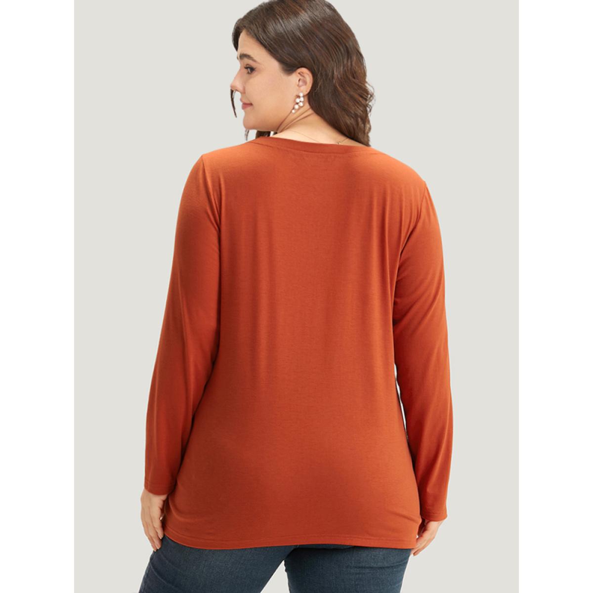 Plus Size Halloween Cow Pattern Contrast Patchwork T-shirt Chocolate Women Casual Patchwork Colorblock Round Neck Dailywear T-shirts BloomChic 14-16/1X Product Image