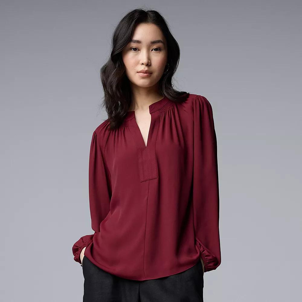 Women's Simply Vera Vera Wang Smocked Neck Blouse,  Product Image