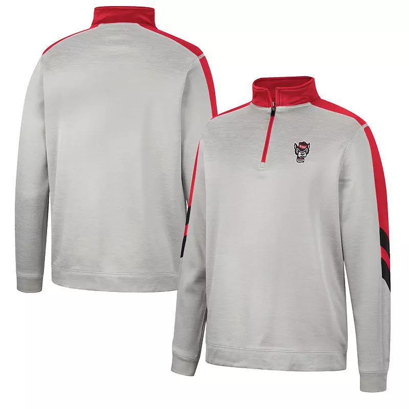 Men's Colosseum Gray/Scarlet Ohio State Buckeyes Bushwood Fleece Quarter-Zip Jacket,  Product Image