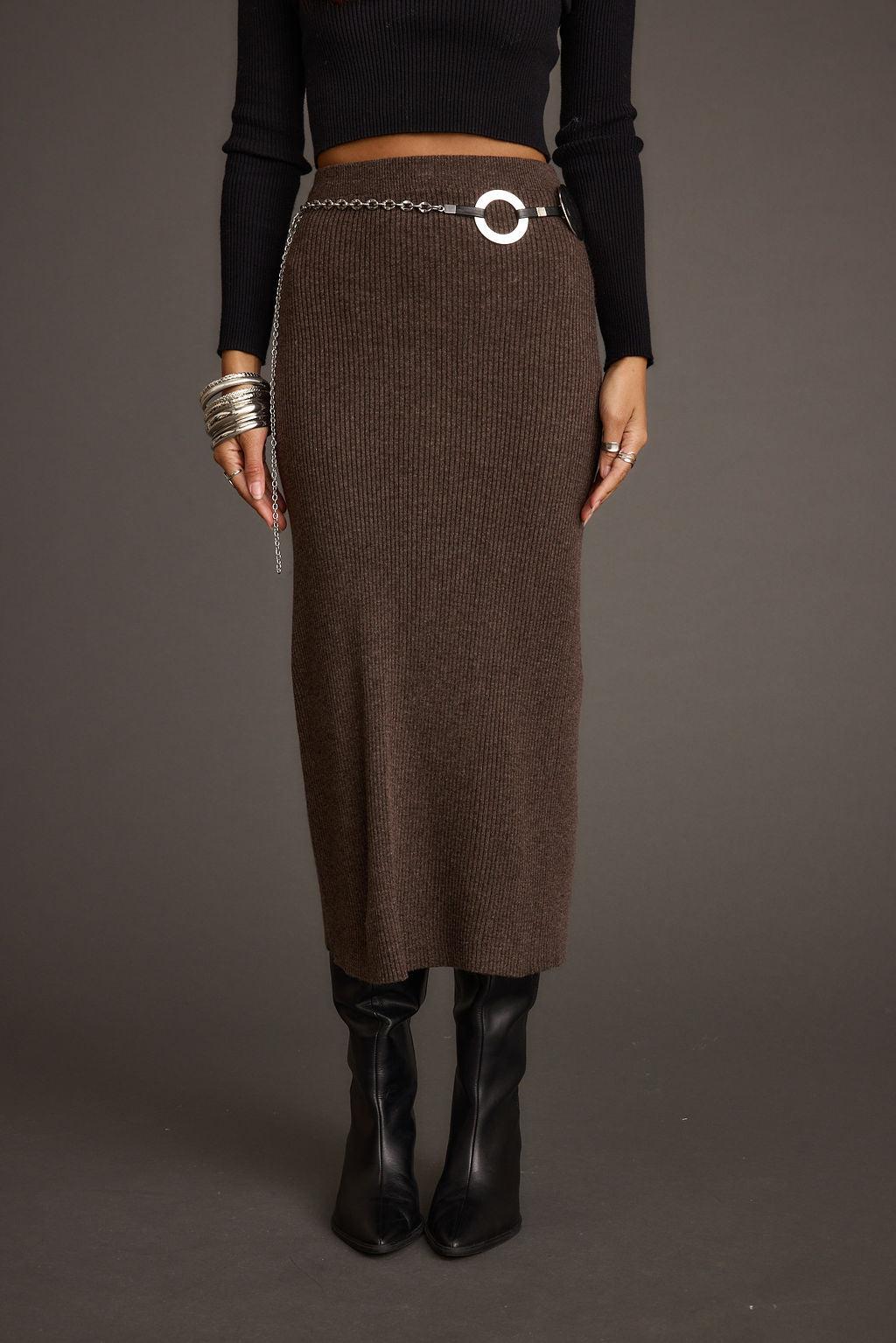 Tusk Mocha Sweater Midi Skirt Product Image