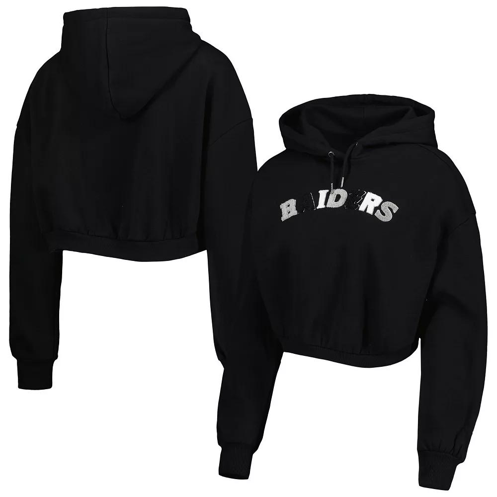 Women's The Wild Collective Black Las Vegas Raiders Cropped Pullover Hoodie,  Product Image