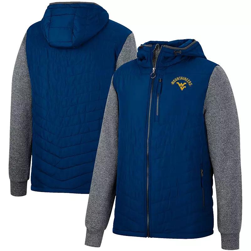 Men's Colosseum Navy West Virginia Mountaineers Course Herringbone Full-Zip Hoodie, Size: Medium, Blue Product Image