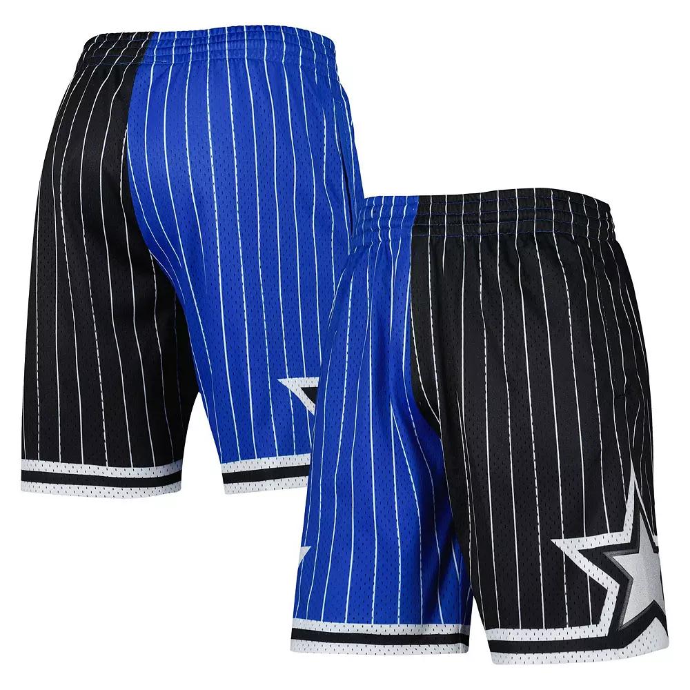 Men's Mitchell & Ness Blue/Black Orlando Magic Hardwood Classics 1994 Split Swingman Shorts,  Product Image