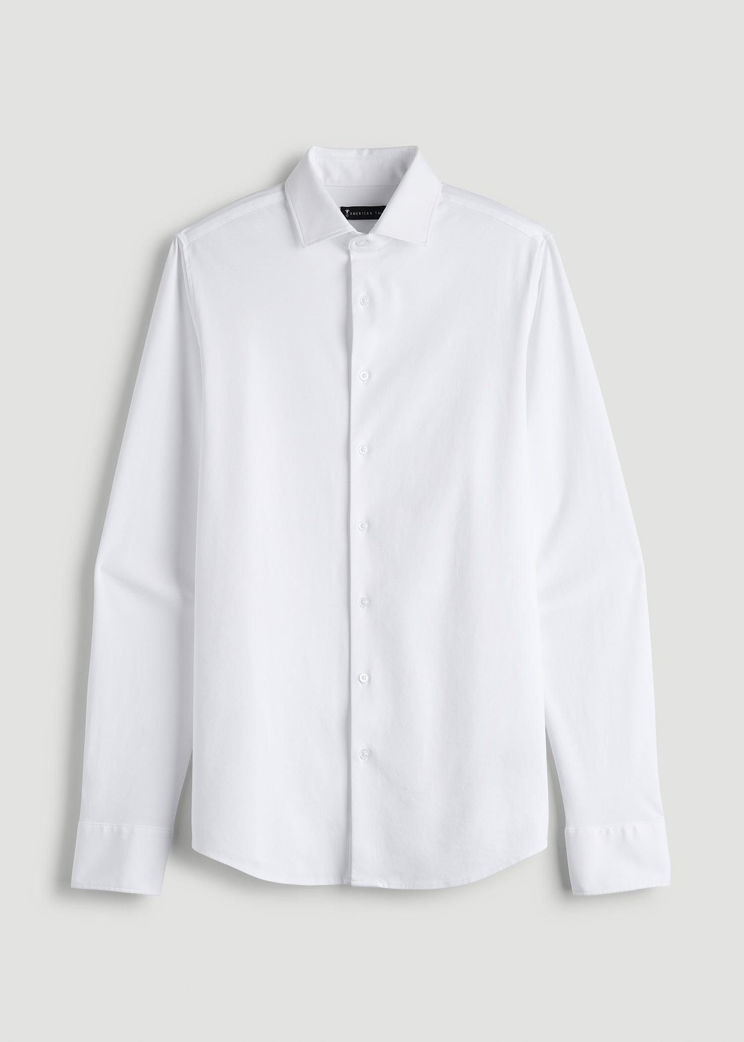 Stretch Jersey Dress Shirt for Tall Men in Optic White Male Product Image