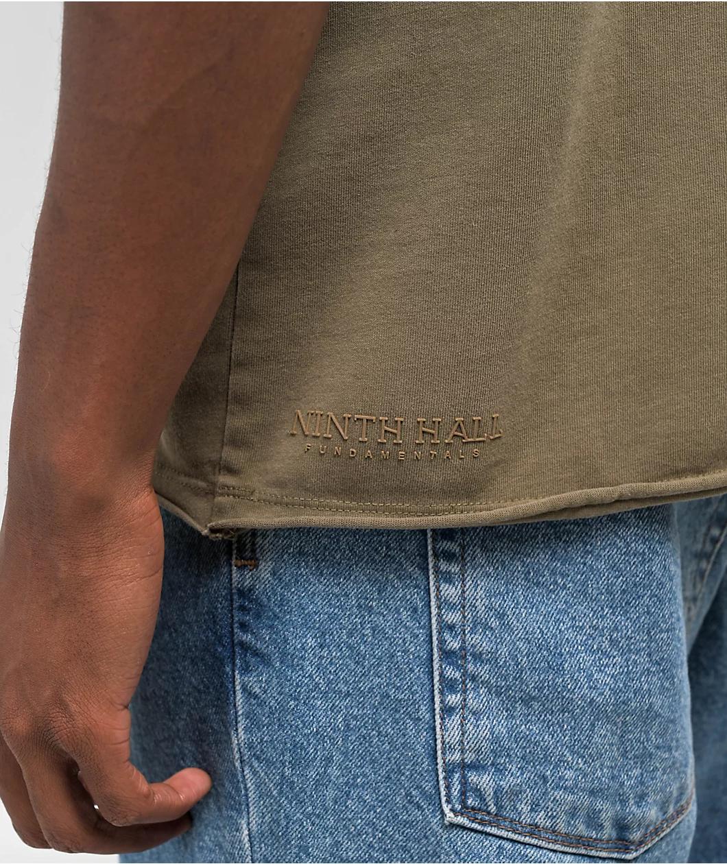 Ninth Hall Fundamentals Raw Olive Green Boxy T-Shirt  Product Image