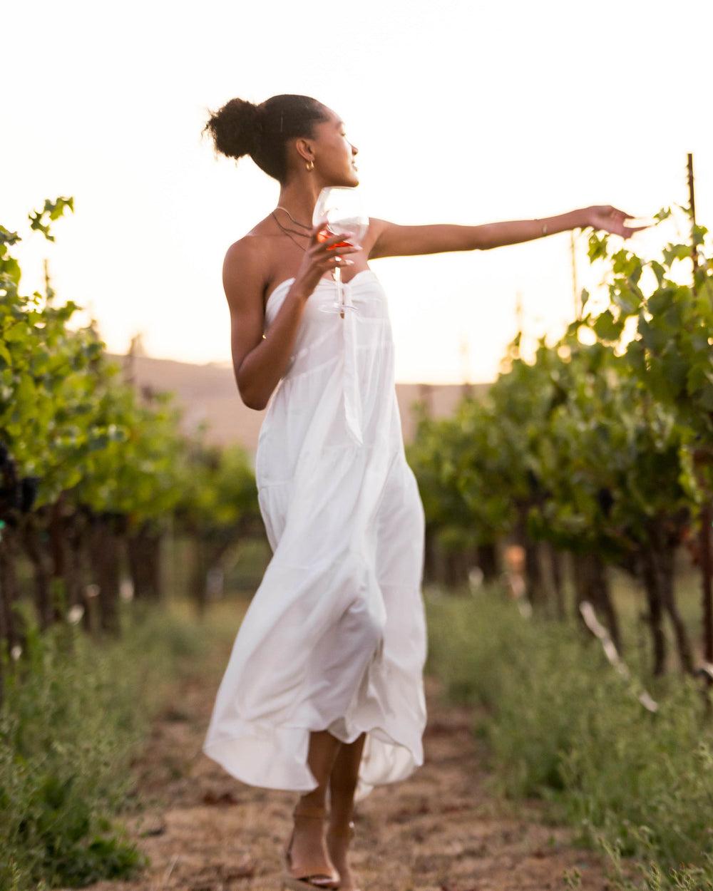 The Jetset - White Bamboo Bandeau Maxi Dress Product Image