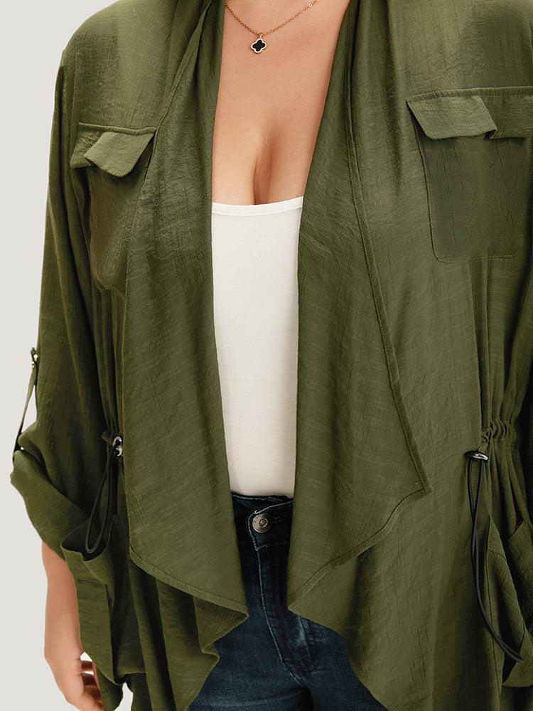 Supersoft Essentials Plain Pocket Asymmetrical Drawstring Coat Female Product Image