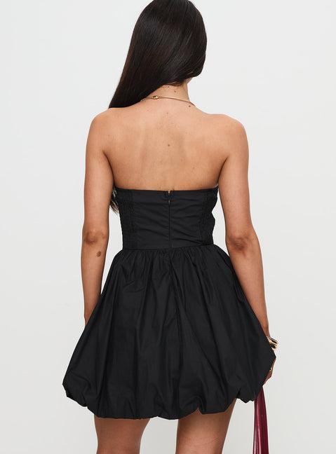 Melaina Bubble Hem Mini Dress Black Product Image