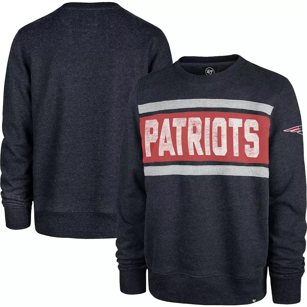 Men's '47 Heathered Navy New England Patriots Bypass Tribeca Pullover Sweatshirt,  Product Image