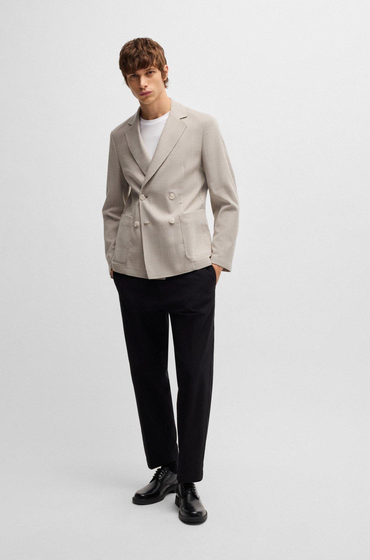 BOSS - Slim-fit blazer in patterned wool - Light Beige Product Image