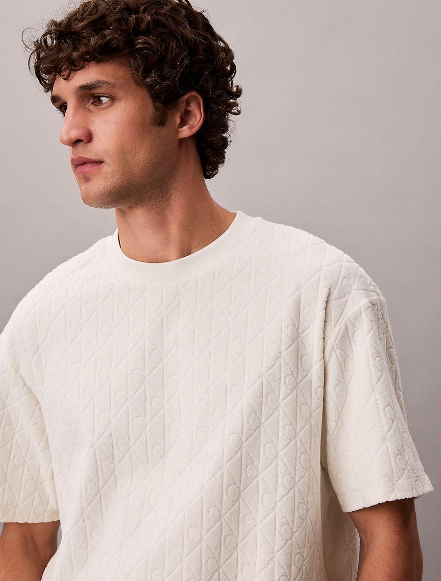Terry Allover Embossed Emblem Logo Relaxed T-Shirt Product Image