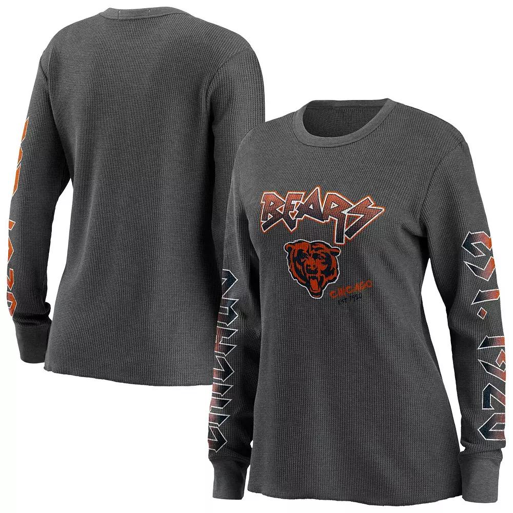 Women's WEAR by Erin Andrews Gray Chicago Bears Long Sleeve Thermal T-Shirt,  Product Image