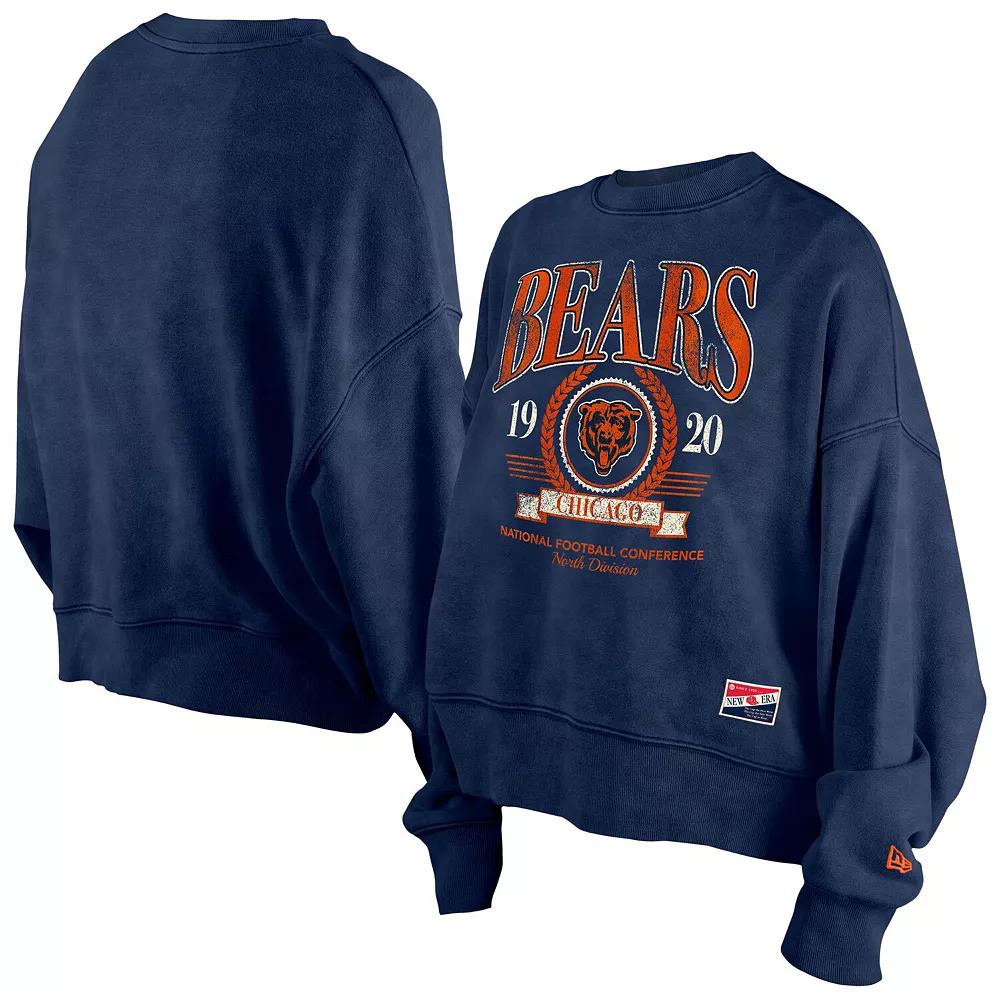Women's New Era Navy Chicago Bears Throwback Boxy Sweatshirt, Size: XL, Blue Product Image
