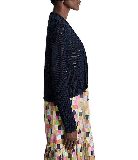 NIC + ZOE Mesh Cocoon Open Front Long Sleeve Cotton Blend Cocoon Cardigan Product Image