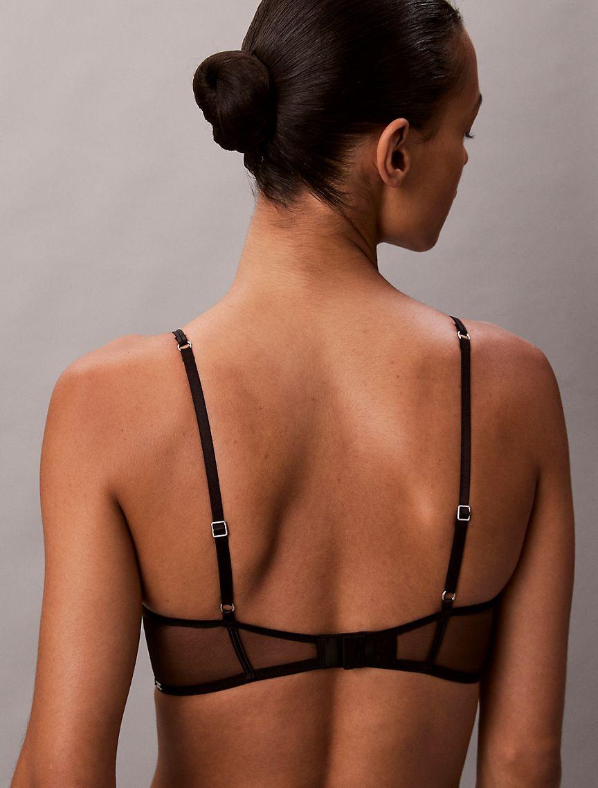 CK Black Floral Lace Lightly Lined Plunge Bra Product Image