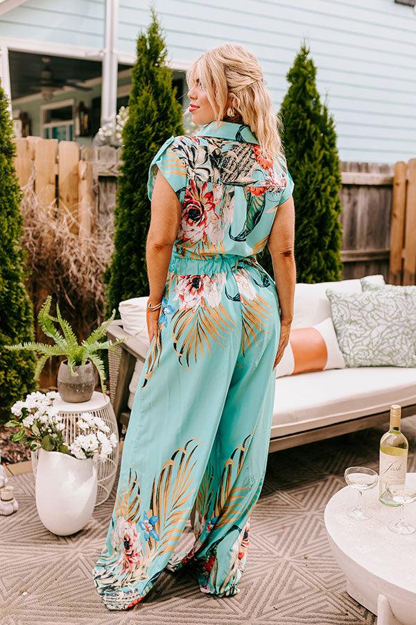 Tropical Tour Jumpsuit in Aqua Curves Product Image