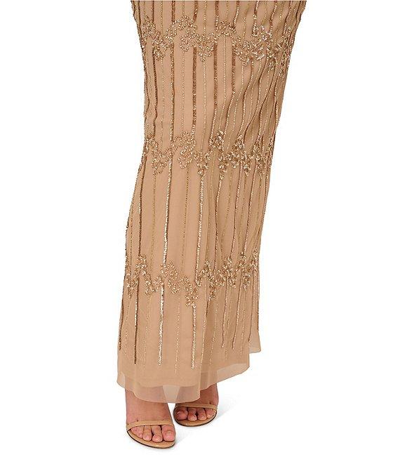 Adrianna Papell Beaded Short Flutter Sleeve V-Neck Blouson Gown Product Image