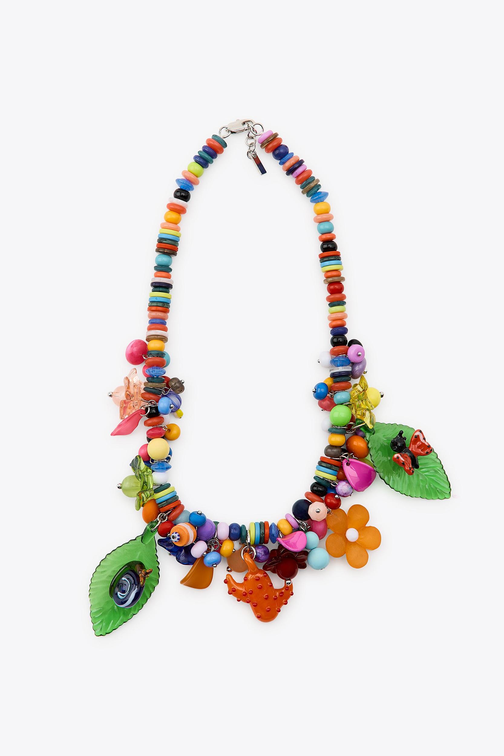 MULTI-COLORED BEAD NECKLACE Product Image
