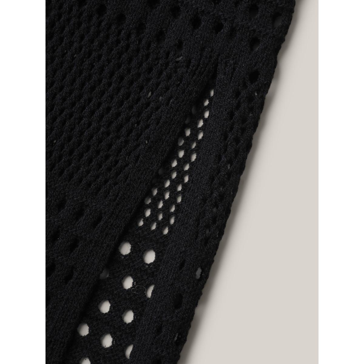 Plus Size Crocheted Cut-Out Tied Swim Cover-Up Women's Swimwear Black Beach Loose Texture Curve Swim Cover Ups BloomChic 28/5X Product Image