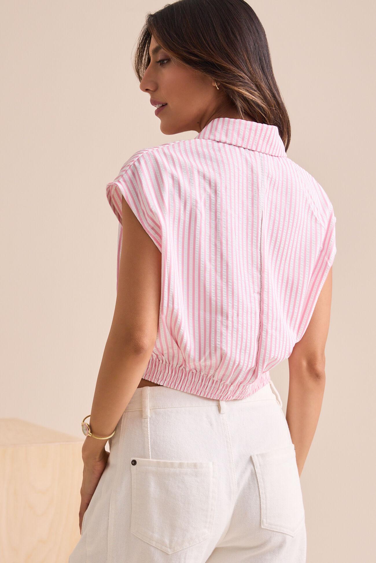 Liza Striped Polo Top Product Image