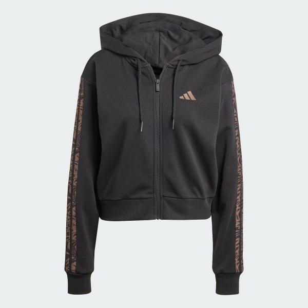 adidas Essentials Seasonals Animal French Terry Full-Zip Hoodie Wonder White XL Womens Product Image