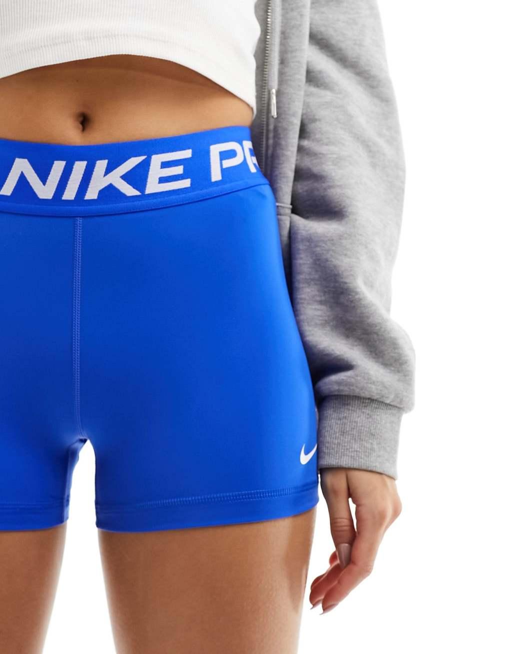Nike Pro Training Dri-FIT 3-inch shorts in royal blue  Product Image